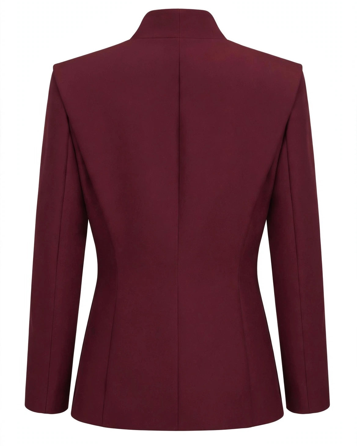 Tailleur bordeaux giacca monopetto e pantalone sigaretta con spacchi laterali