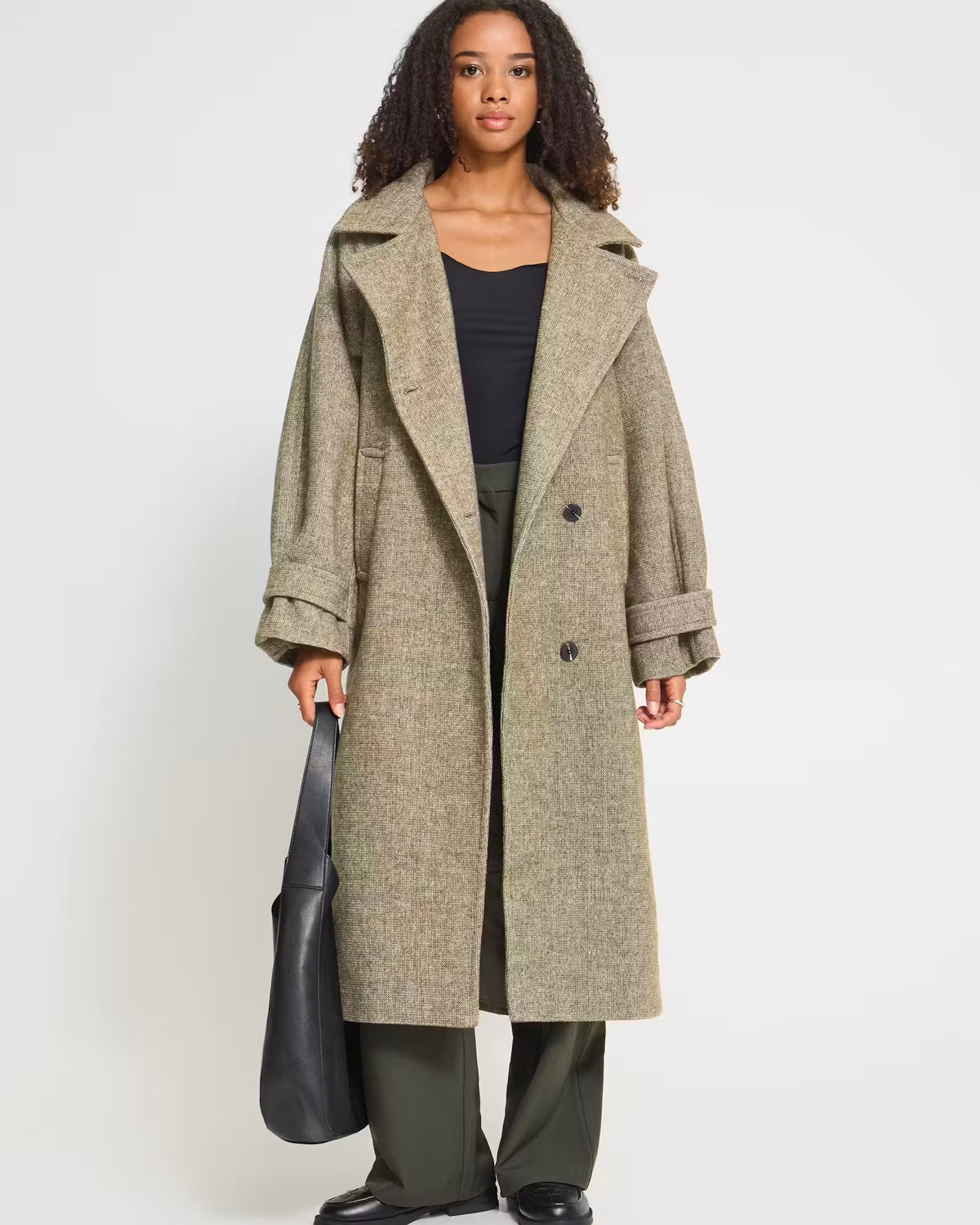 Cappotto lana verde oversize