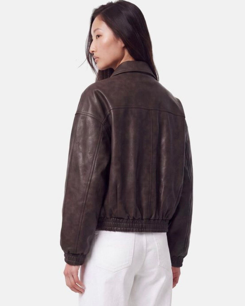 Bomber corto coffee ecopelle