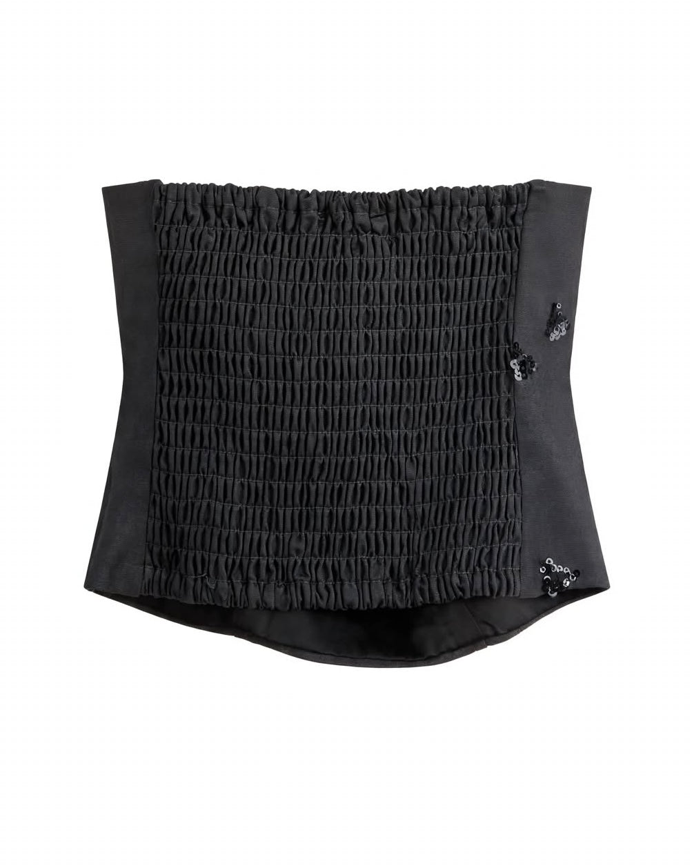 Completo top e pantalone grigio con dettagli in strass