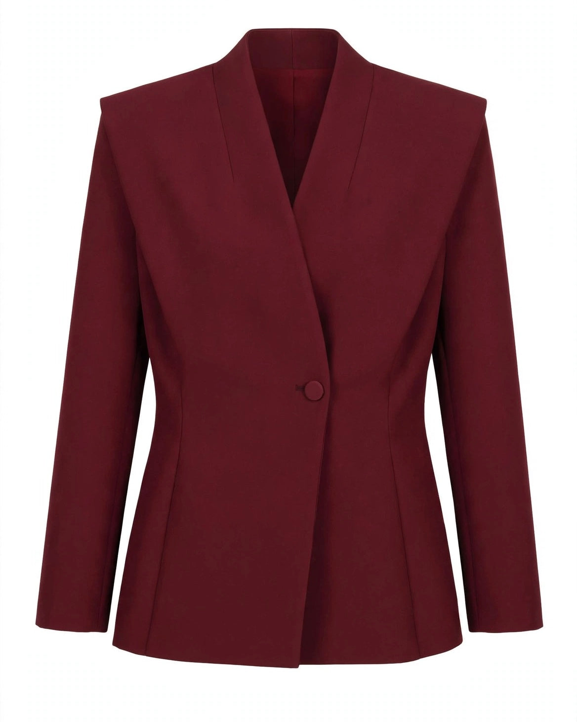 Tailleur bordeaux giacca monopetto e pantalone sigaretta con spacchi laterali