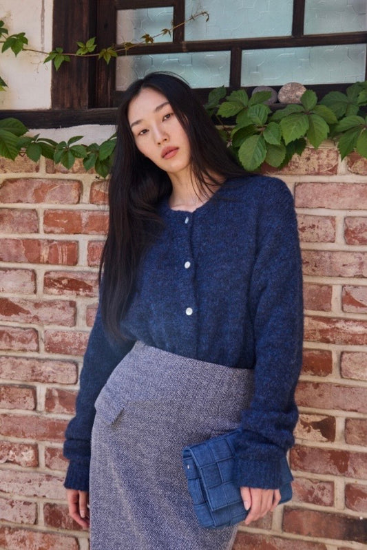 Cardigan blu in lana Ihbelablue