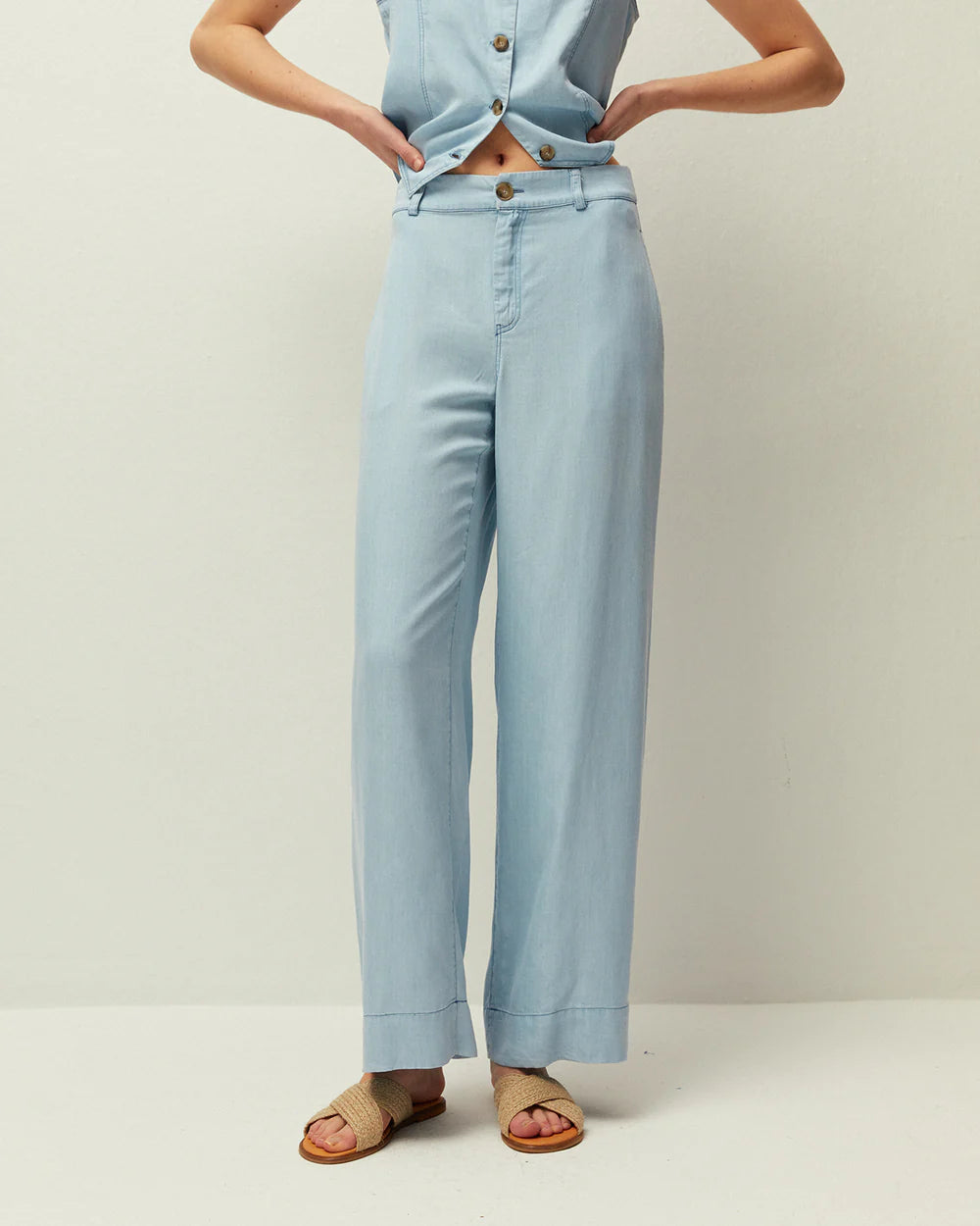 Pantalone palazzo in jeans leggero