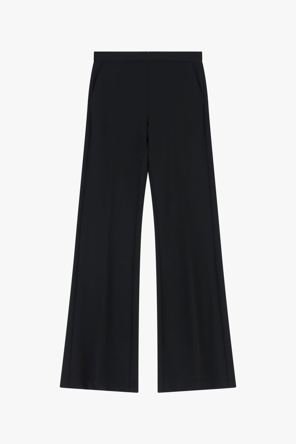 Pantaloni neri flare sartoriali vita alta pinces