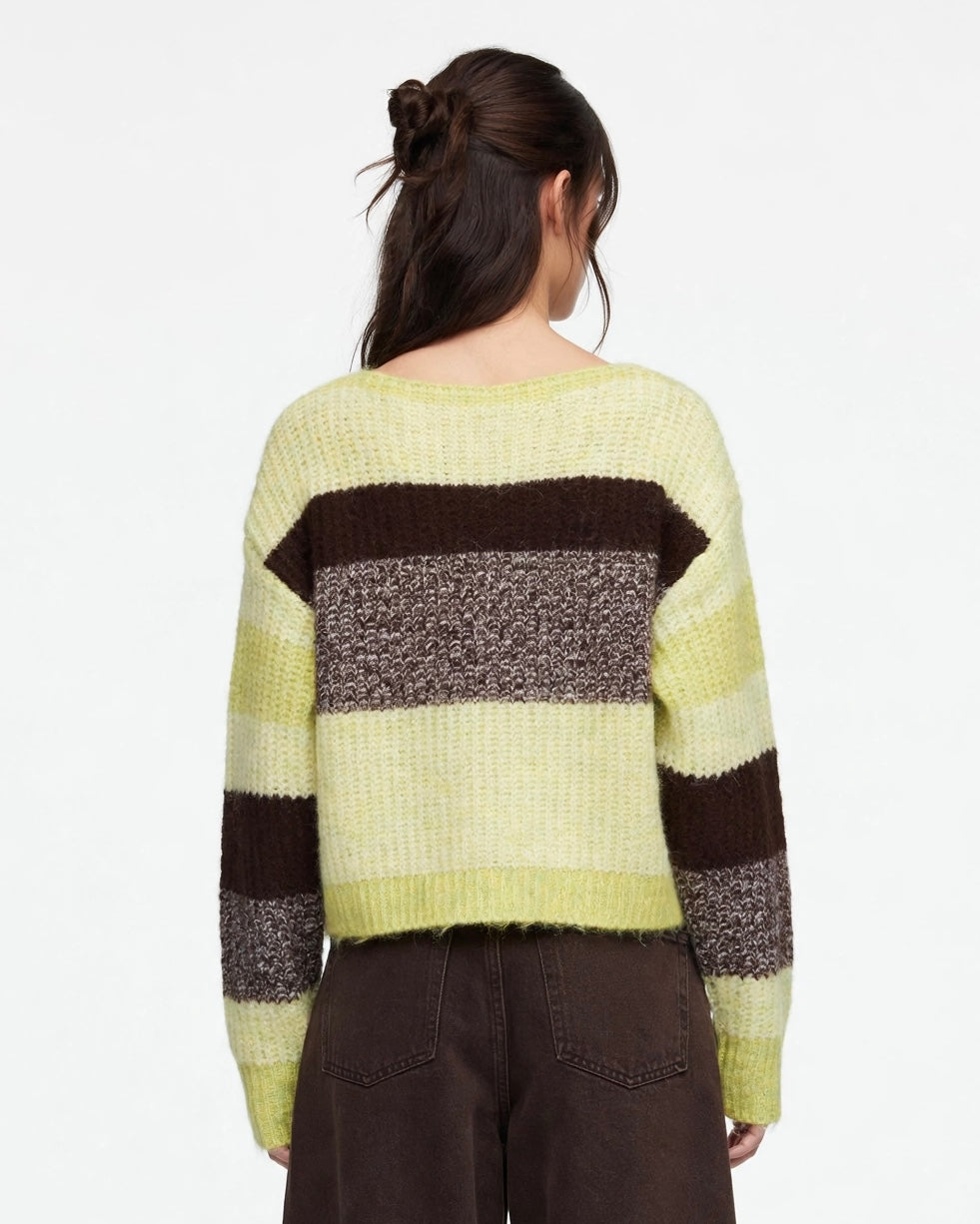 Maglione fantasia righe giallo/moro