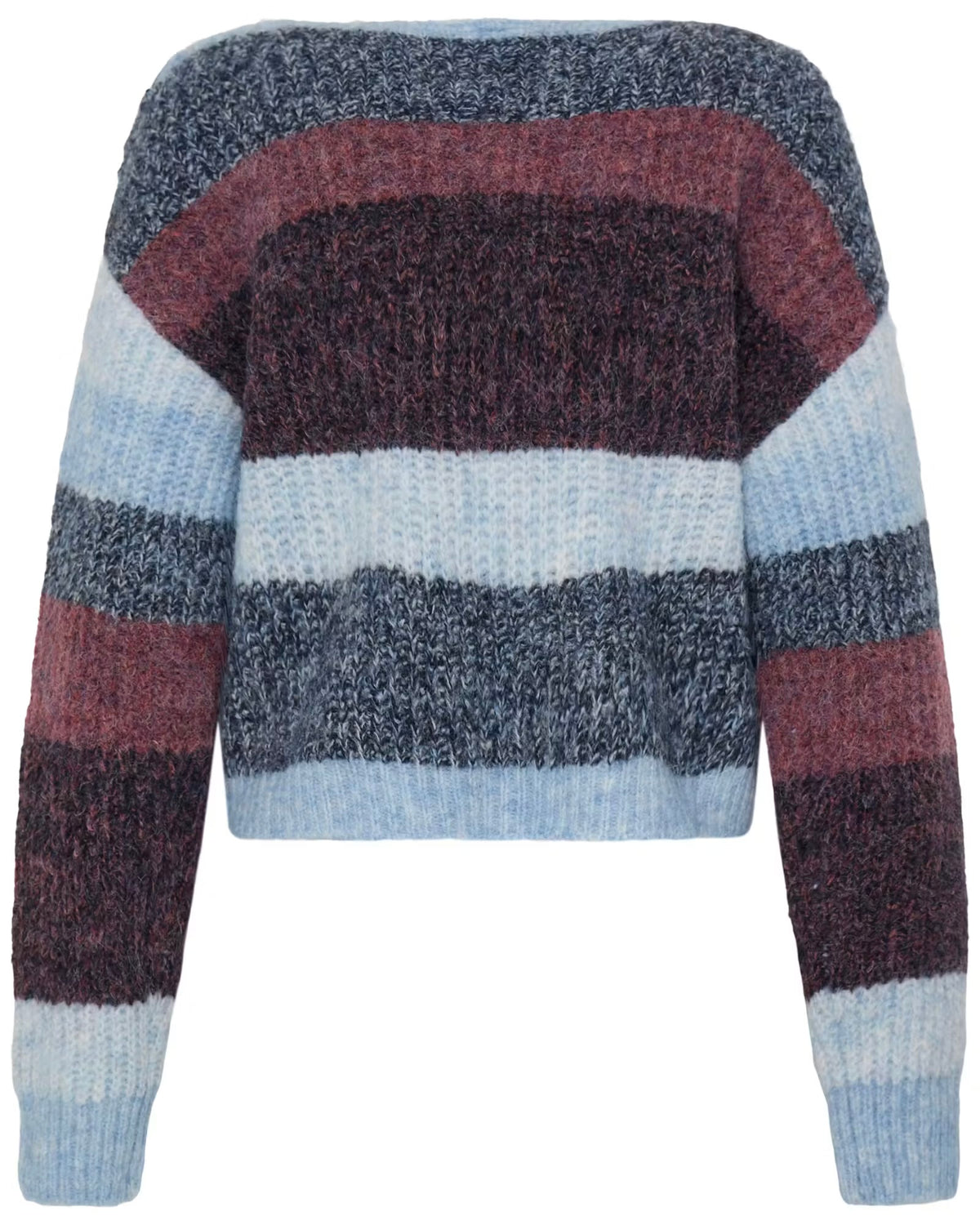 Maglione fantasia righe bordeaux/celeste