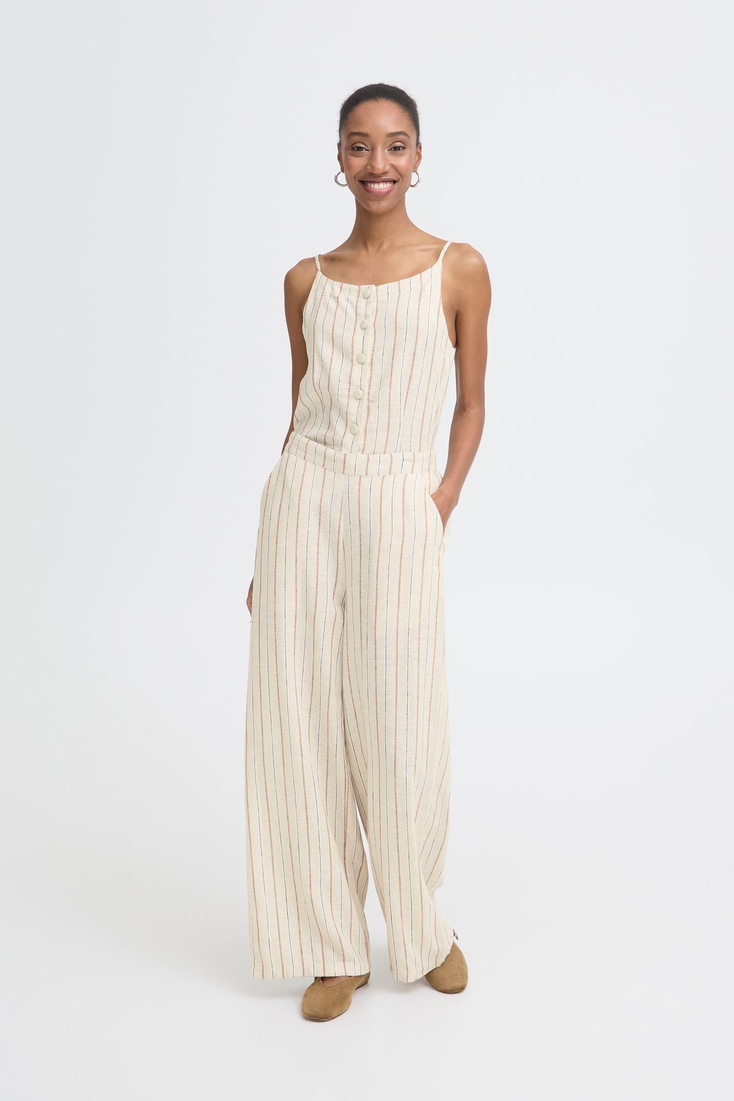 Pantalone a righe sabbia