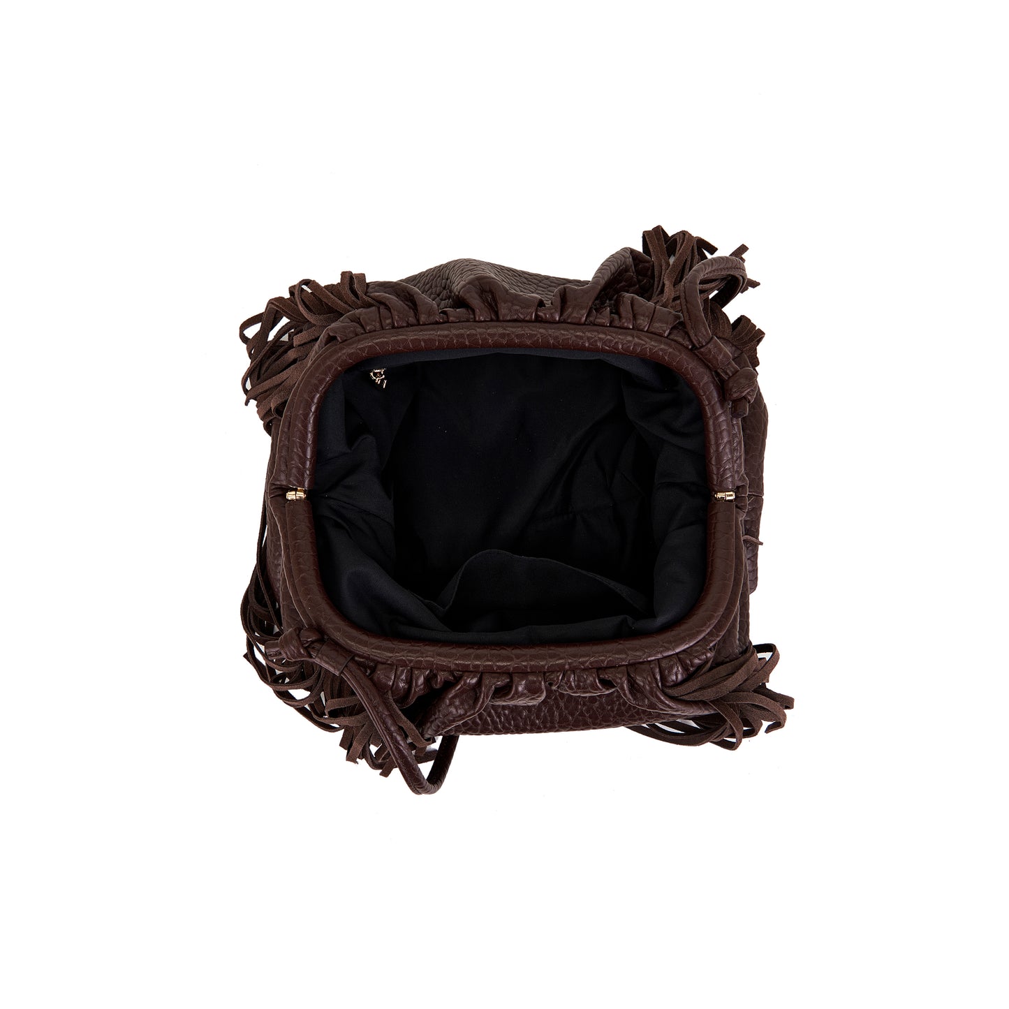 Borsa brown in pelle martellata con tracolla