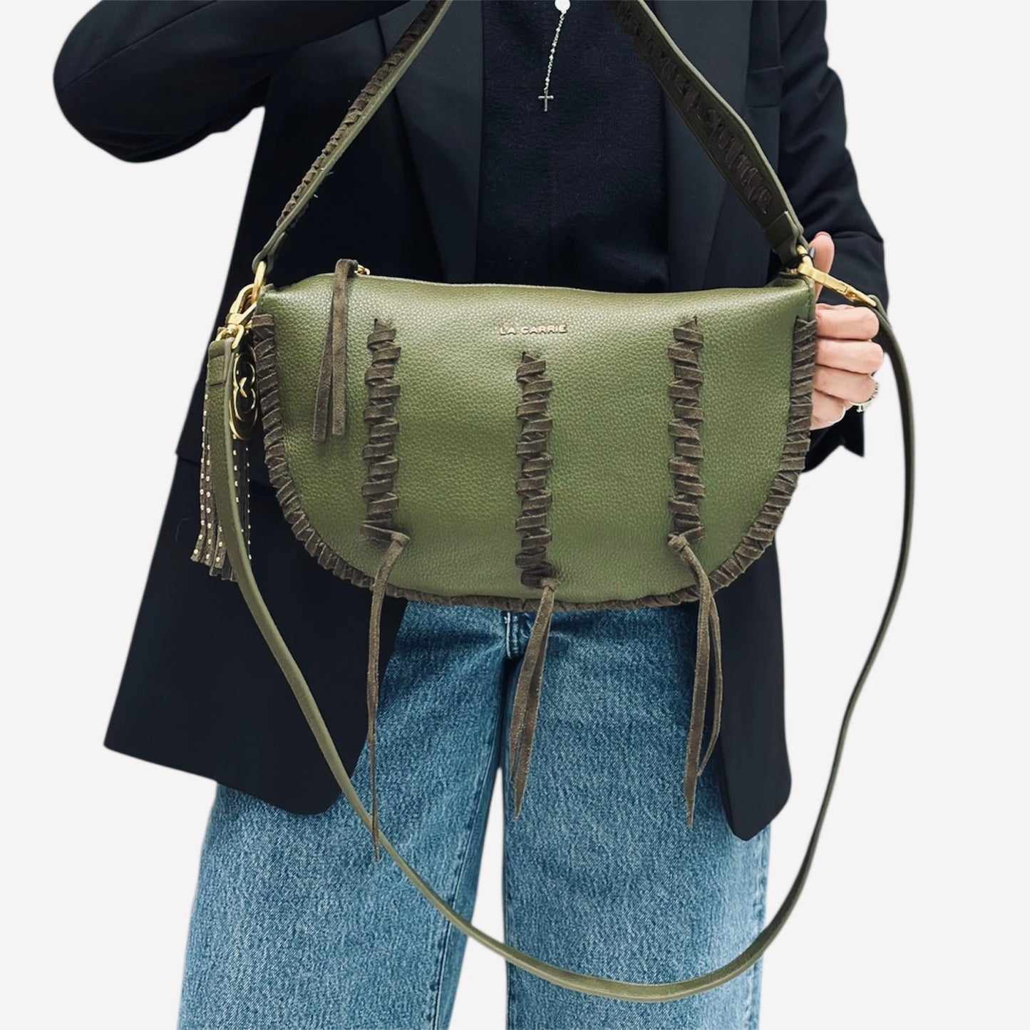 Borsa color oliva a spalla Country