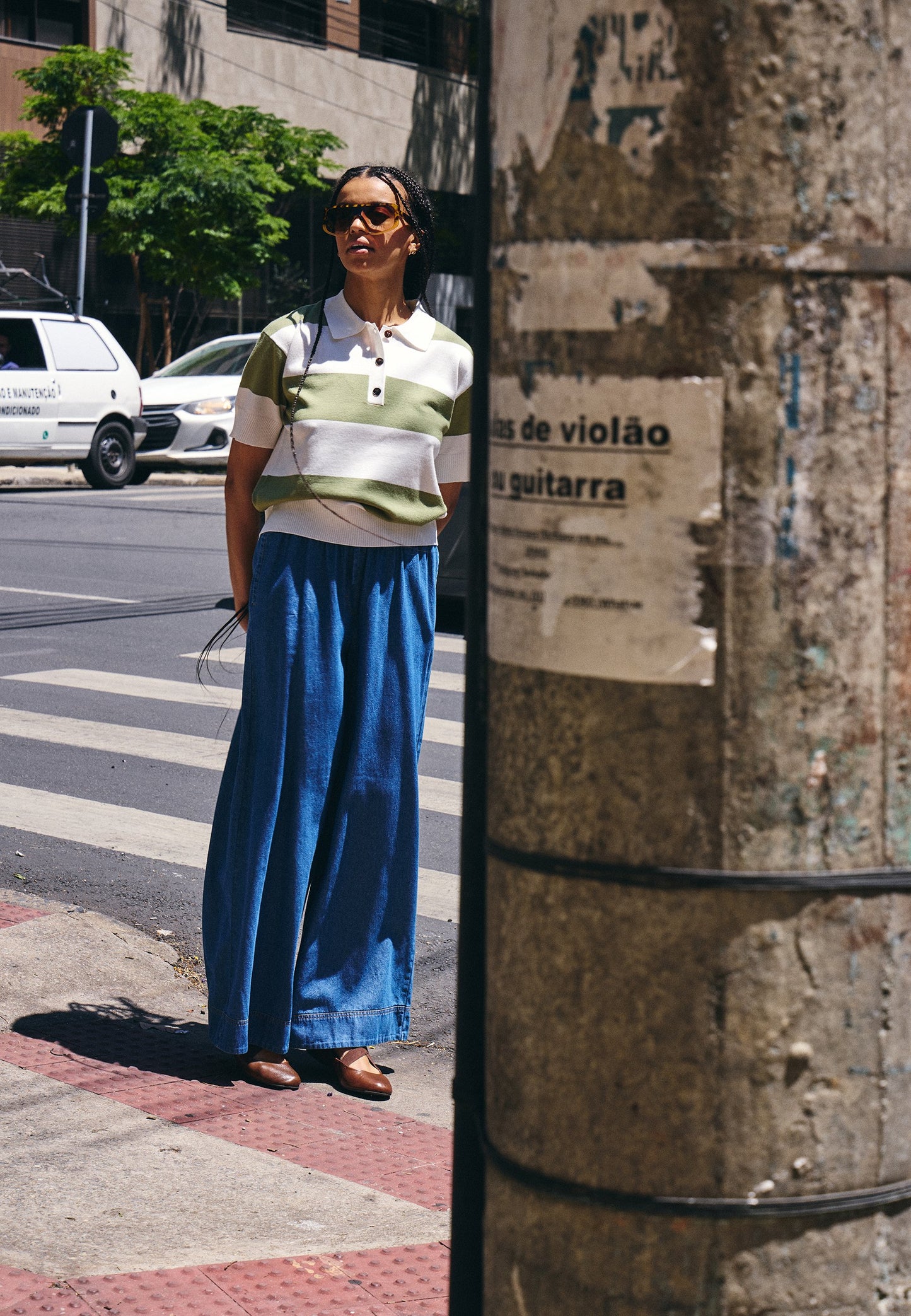 Pantalone Wide Leg medium blue