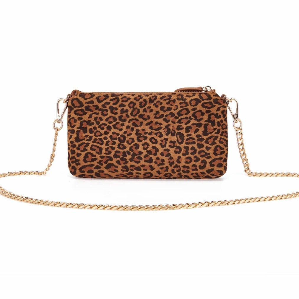 Pochette suede stampa animalier