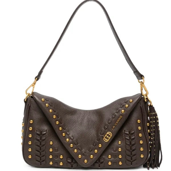 Borsa a spalla in pelle brown