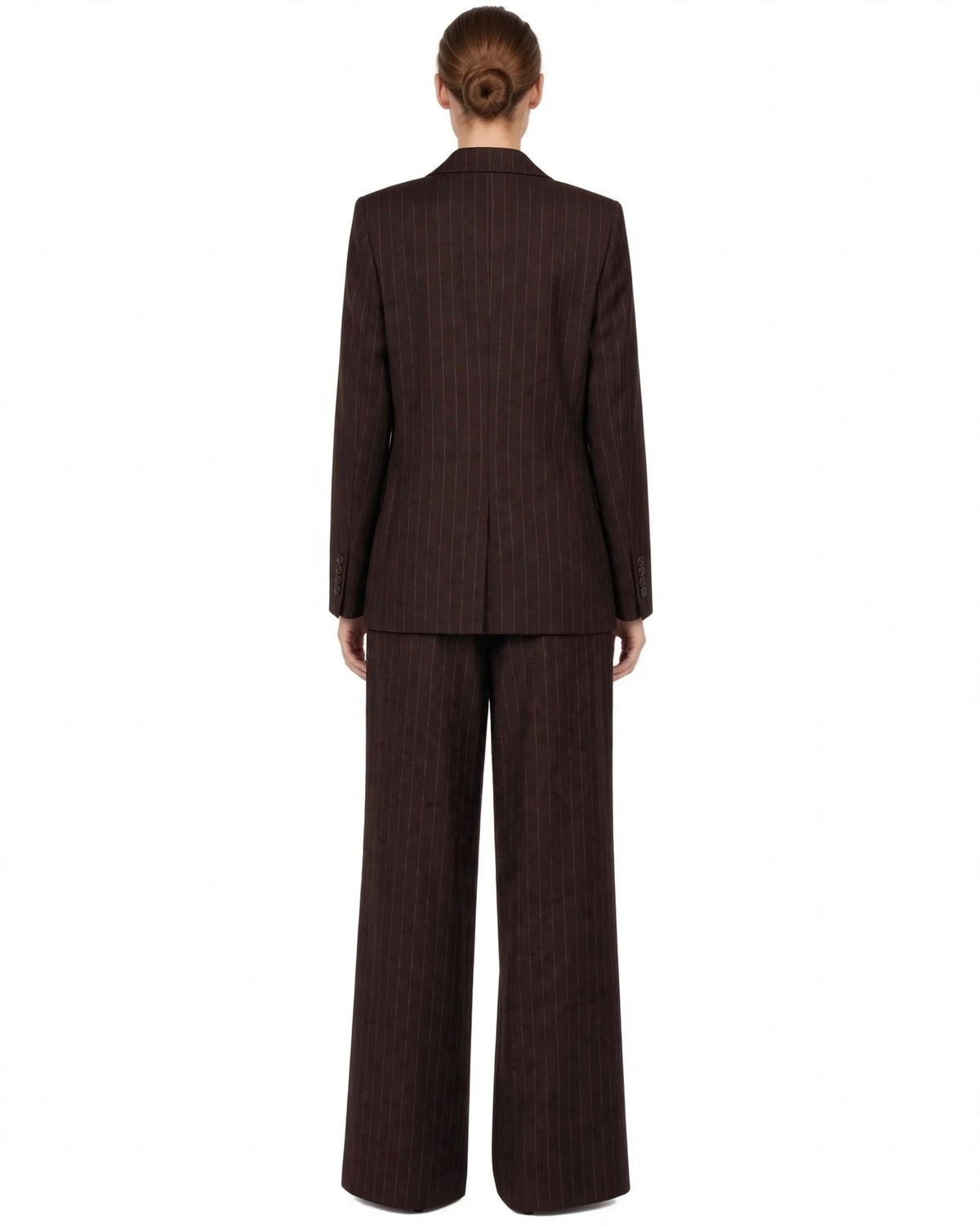 Chocolate pinstripe suit, trousers and jacket