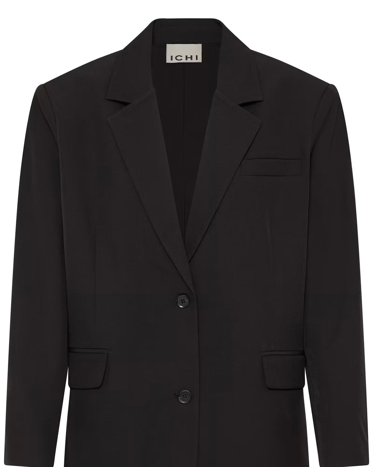 Tailleur nero oversize giacca e pantalone palazzo con elastico in vita