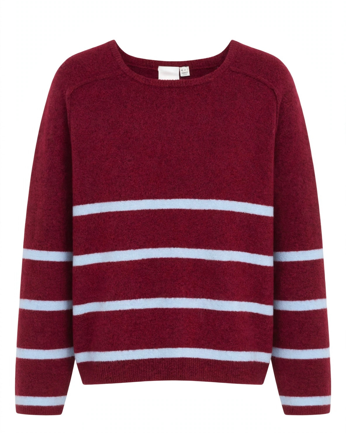 Maglione bordeaux con bande multicolor