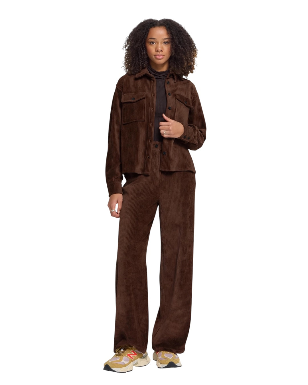 Completo velluto a costine moro camicia e pantalone palazzo