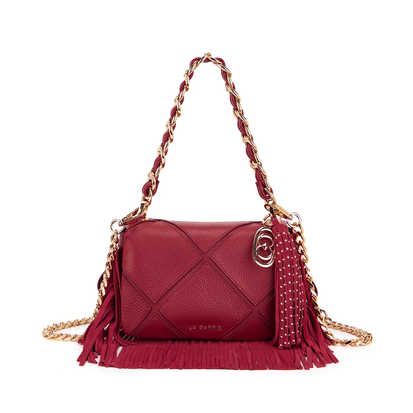 Borsa in pelle red con frange