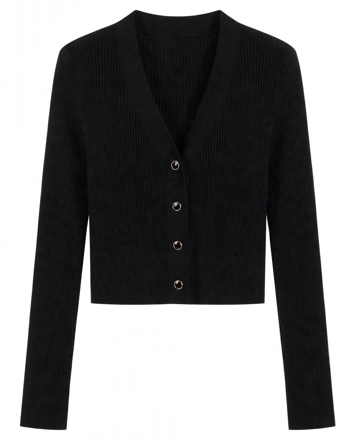 Cardigan crop nero canettato
