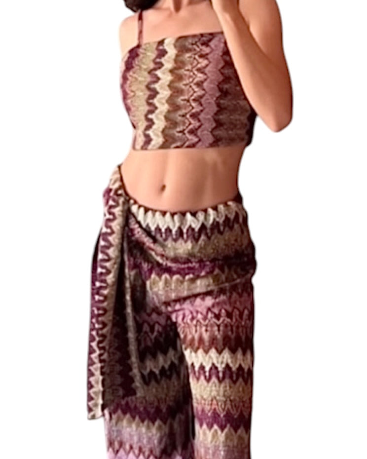 Completo multicolor in maglina top e pantalone