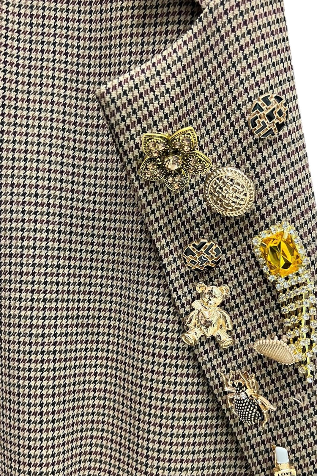 Blazer over in microcheck con spille