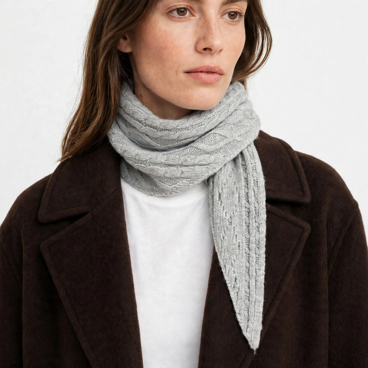 Grey mélange triangle scarf