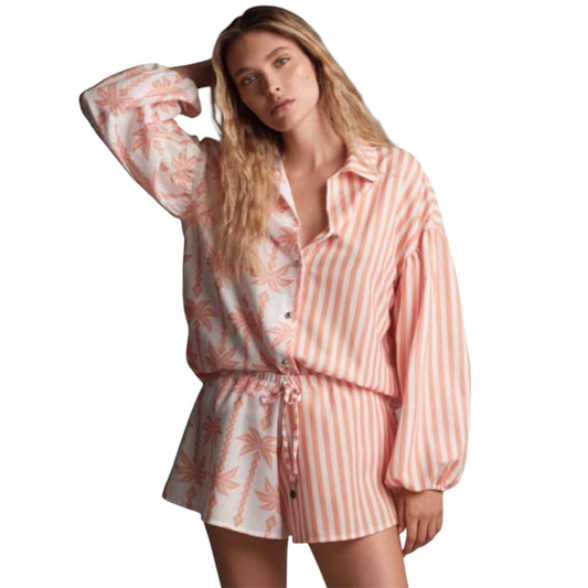 Completo a righe arancio camicia e pantaloncino