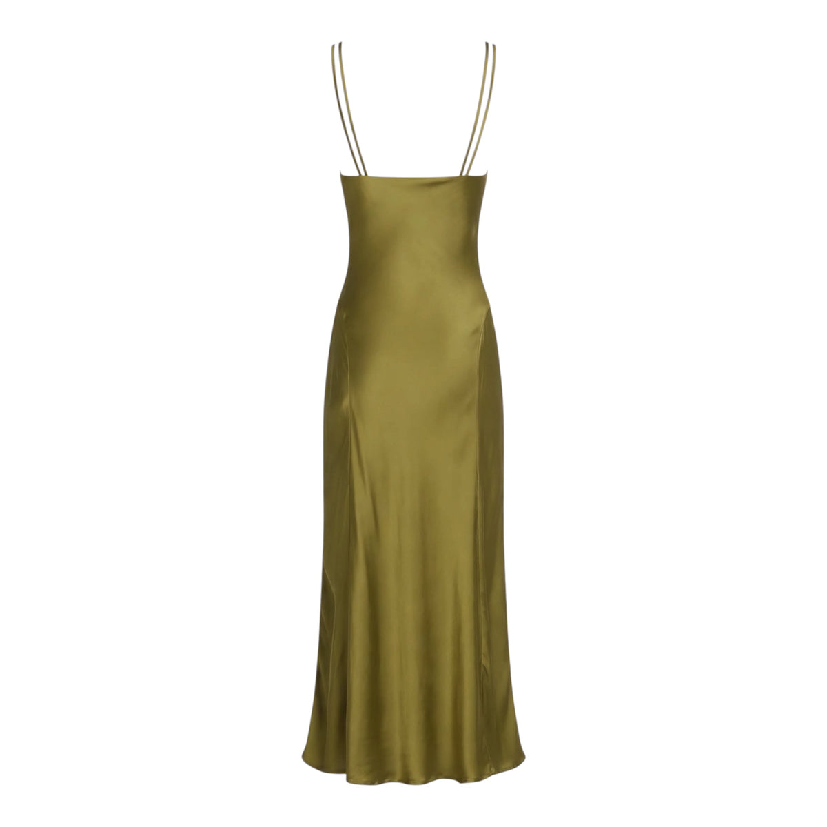Abito olio lungo effetto satin