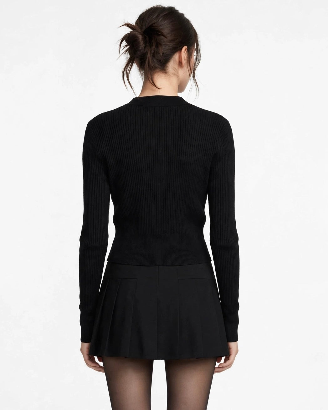Cardigan crop nero canettato