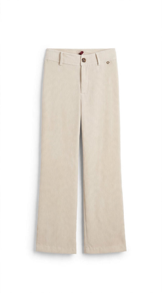 Pantalone panna a costine effetto velluto