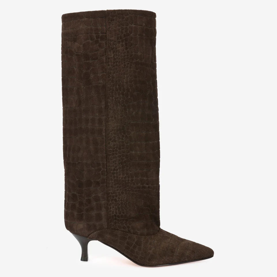 Stivale alto moro in camoscio cocco