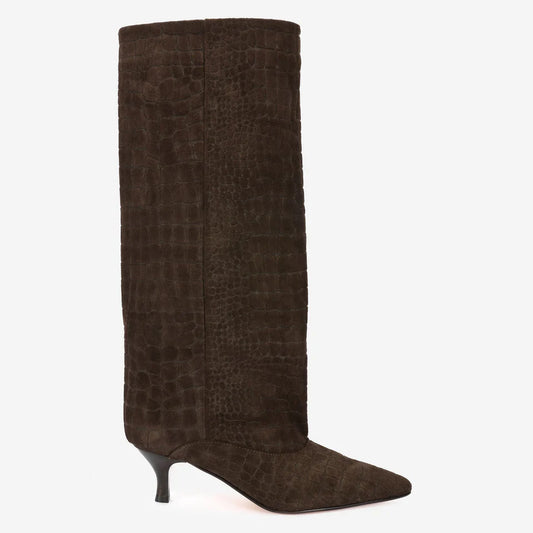 Stivale alto moro in camoscio cocco