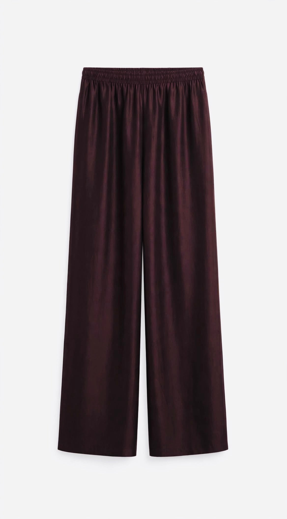 Tailleur cioccolato giacca accessorio pietre e pantalone palazzo con elastico in vita effetto lucido