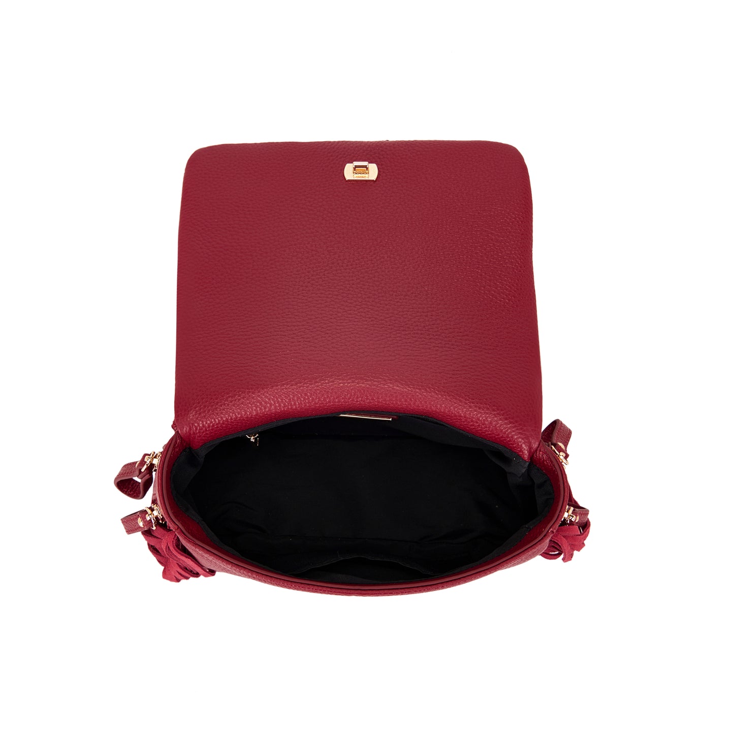 Borsa in pelle red con frange