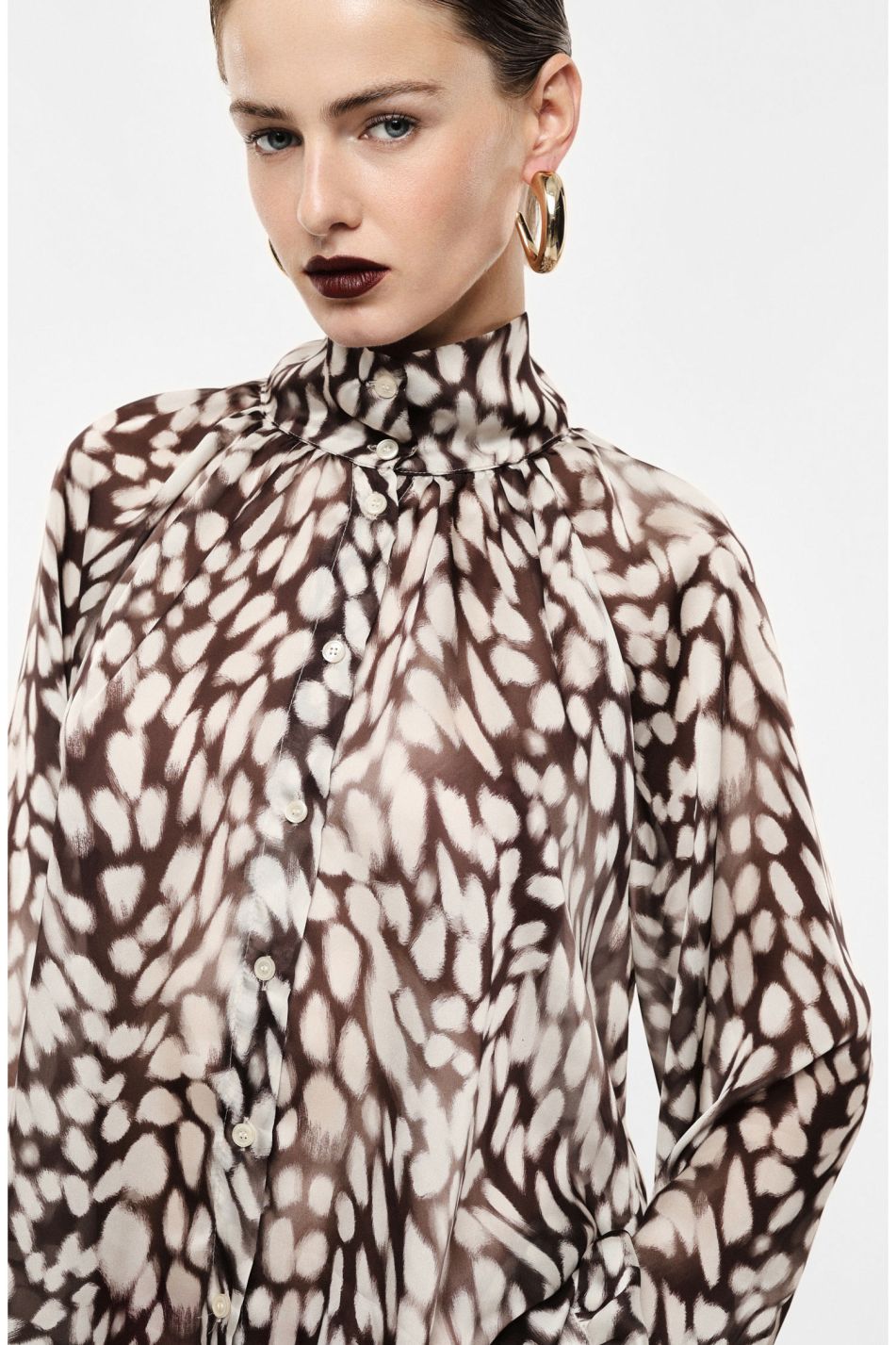 Camicia manica lunga con sfumature moro/panna