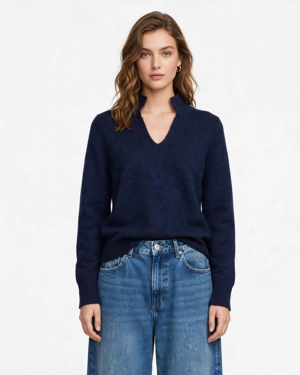 Maglione blu scollatura a V