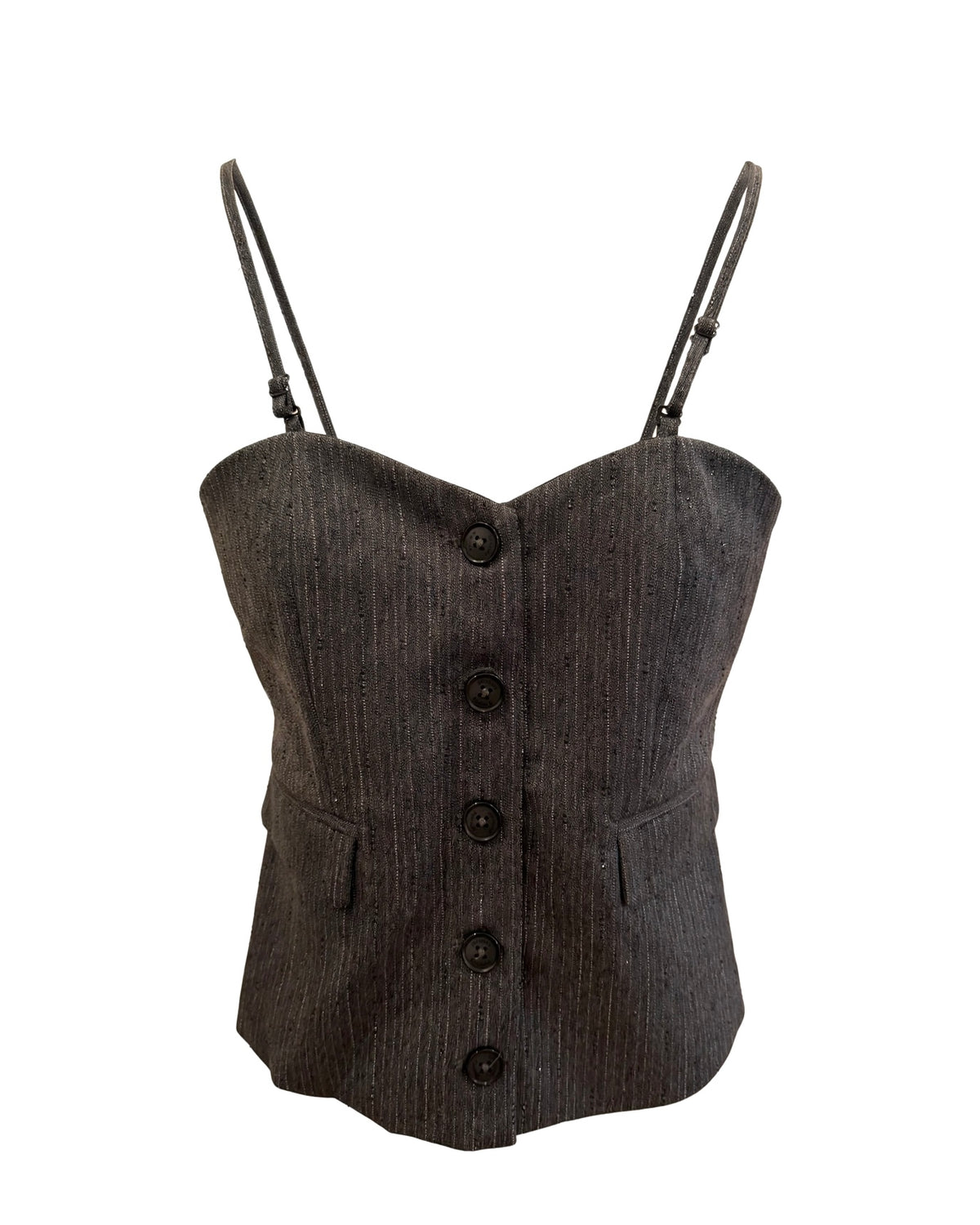 Grey sweetheart neckline top with micro sequins