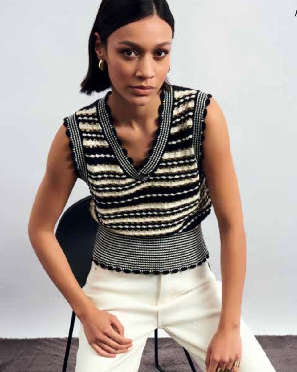 Gilet black/white effetto lamé