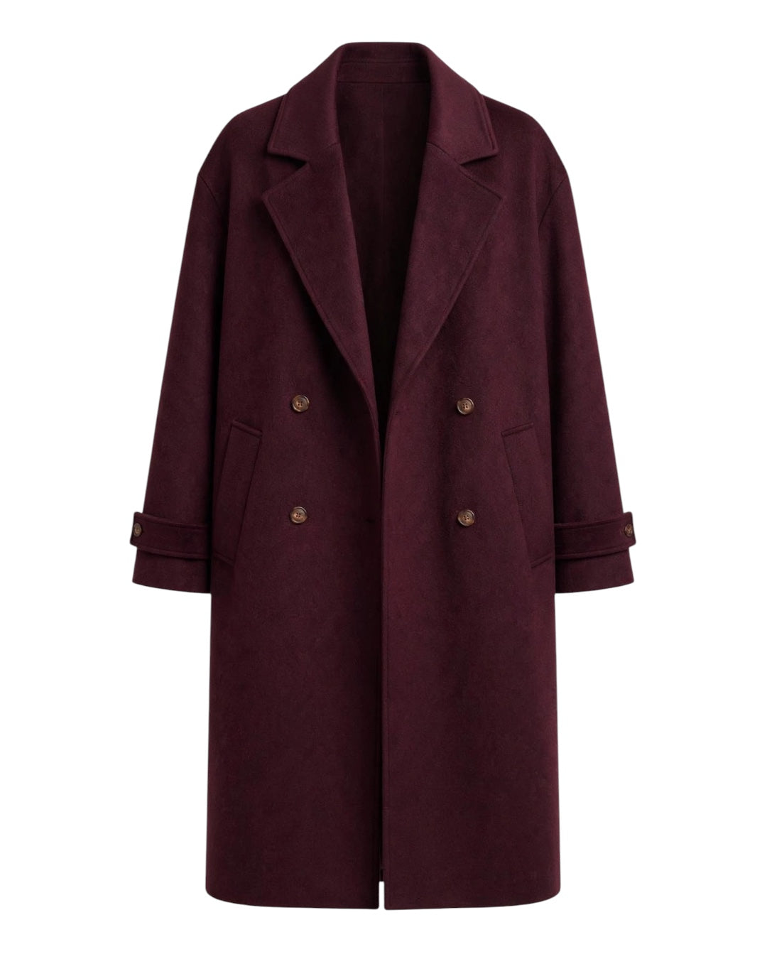 Cappotto lungo bordeaux doppiopetto