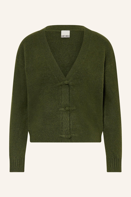 Cardigan Ihdasila verde con scollo a V