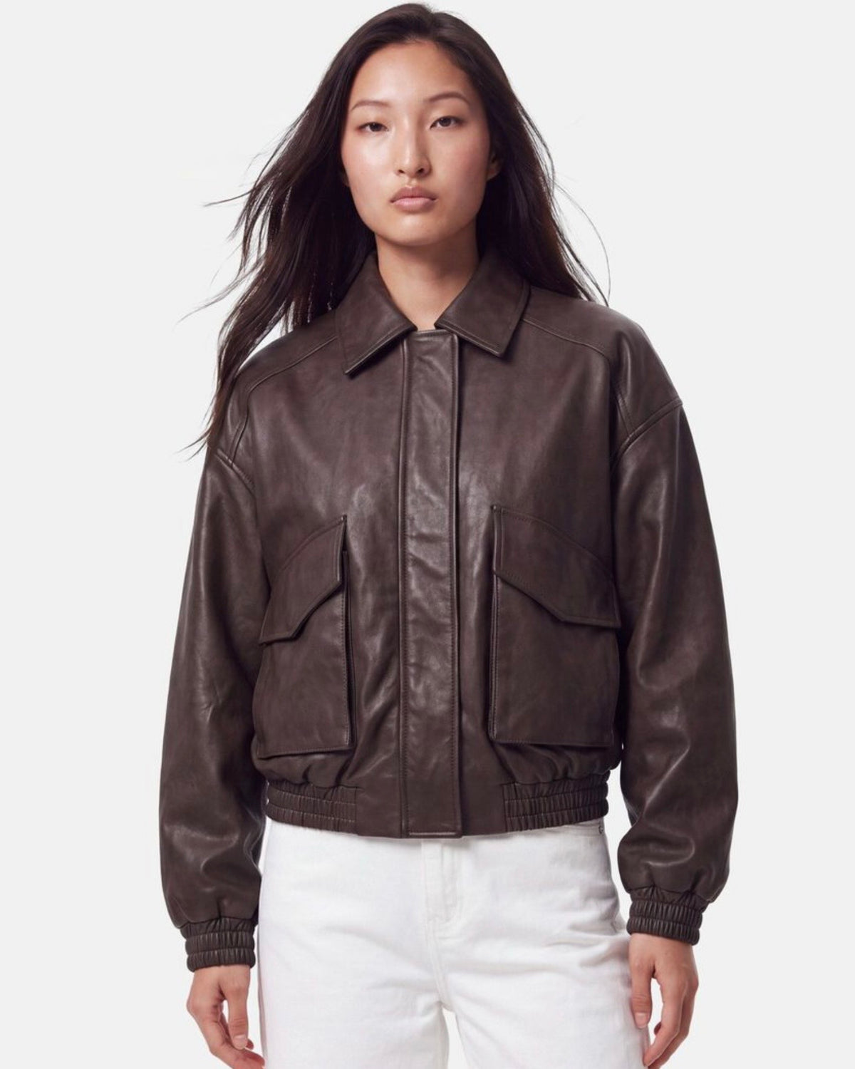 Bomber corto coffee ecopelle