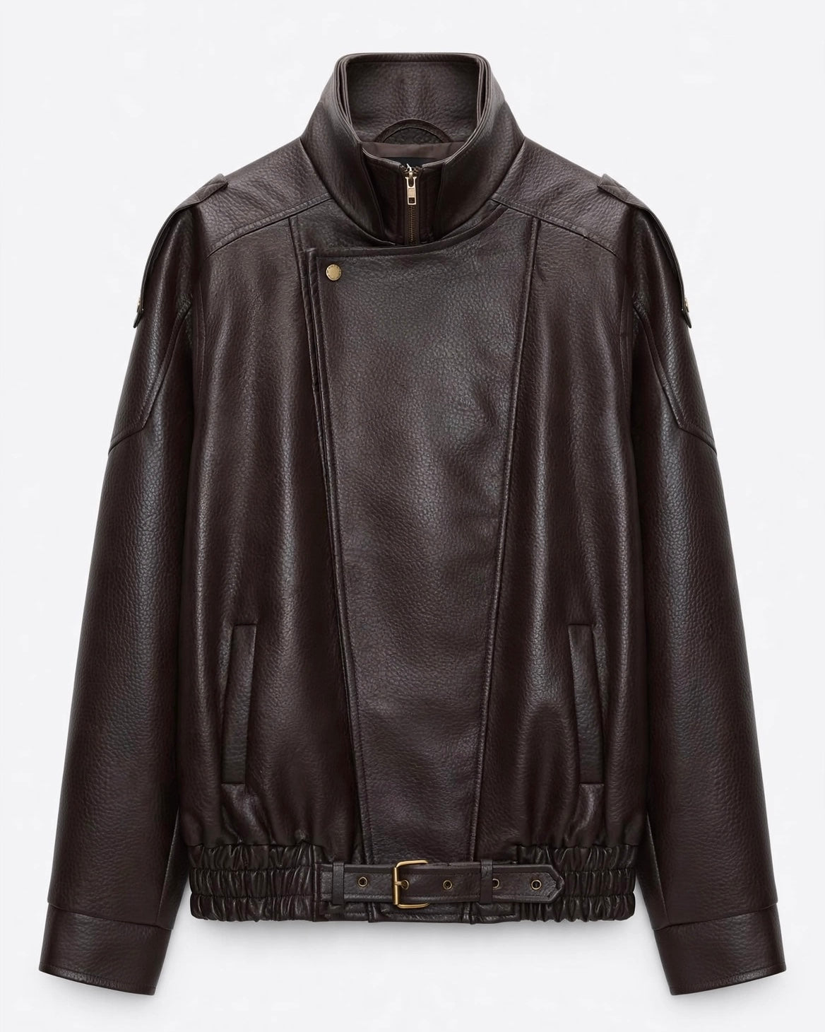 Bomber moro oversize con chiusura zip bottoni e cintura in vita