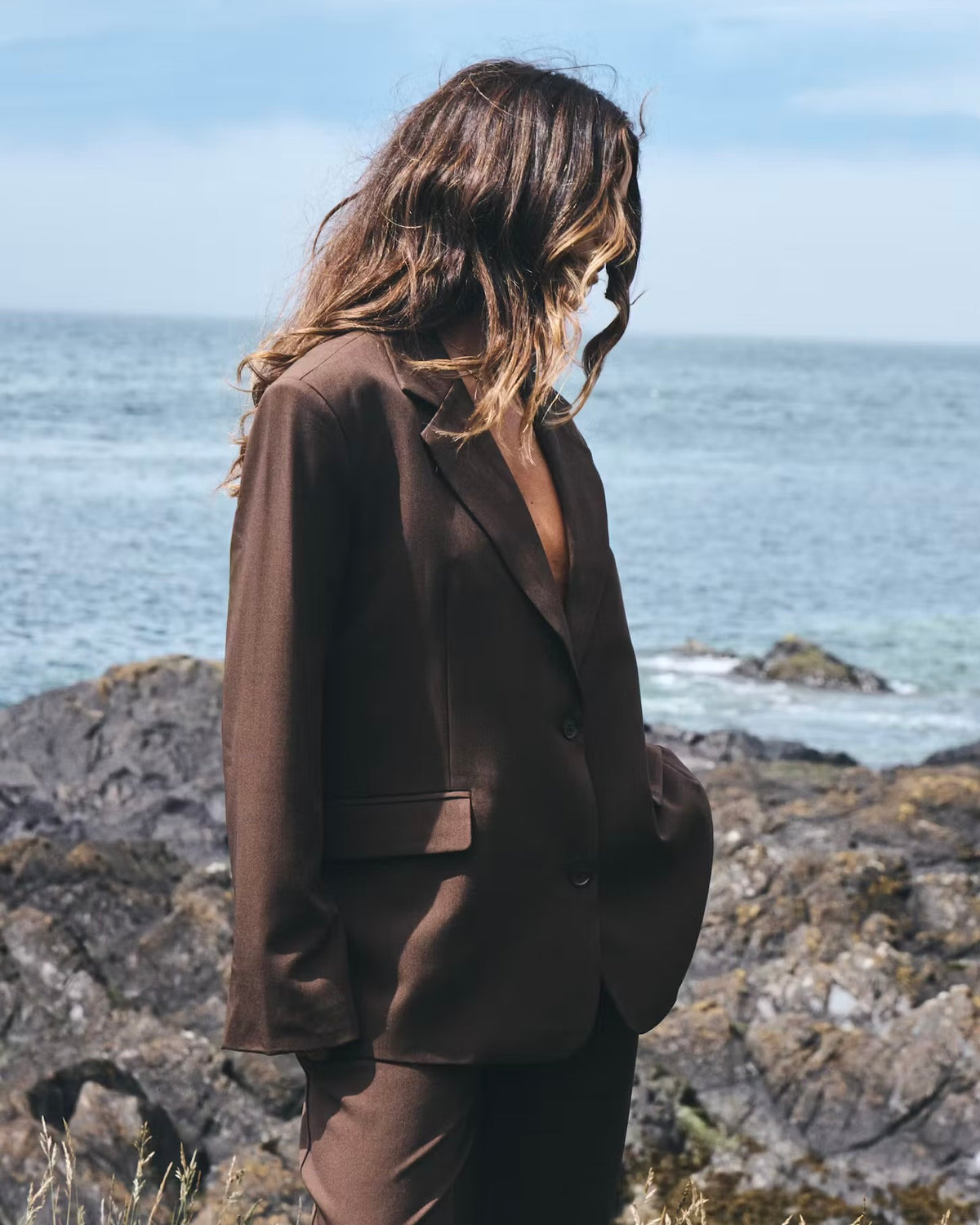 Giacca moro oversize monopetto