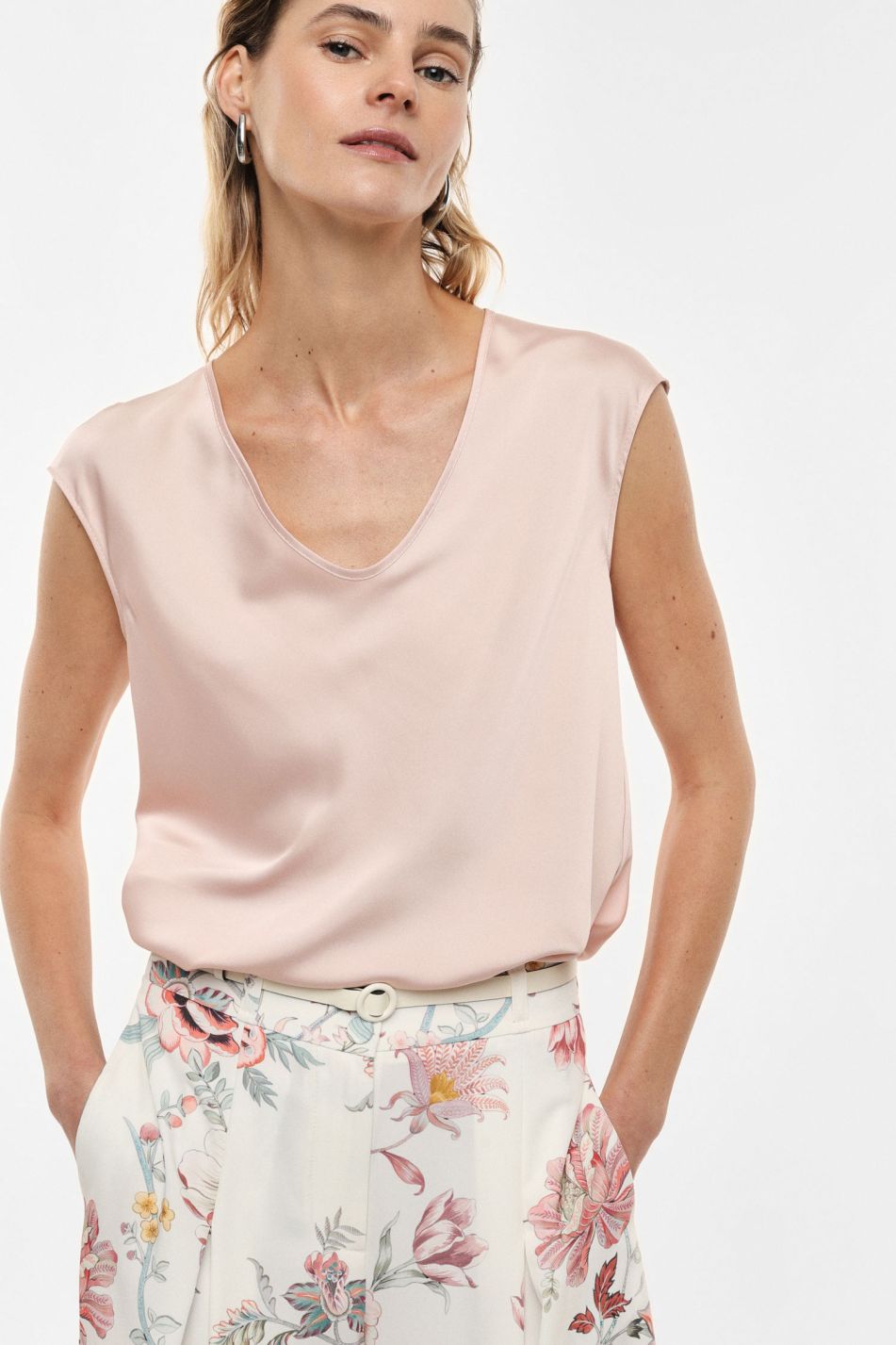 Maglia cipria satin manica corta