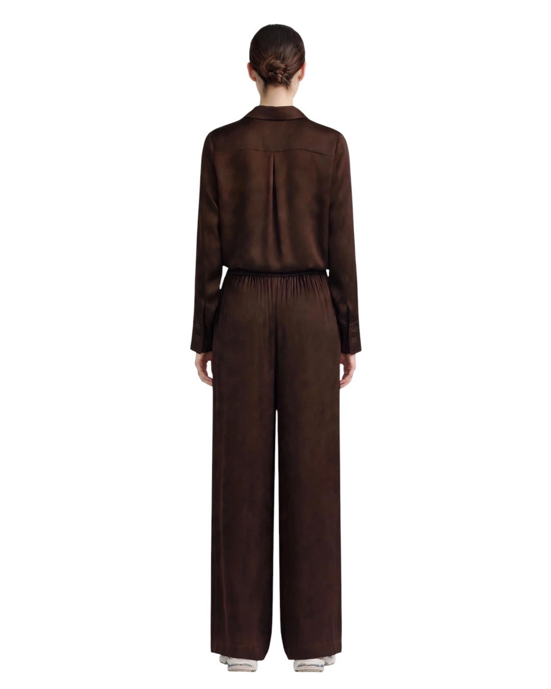 Choco set, satin-effect viscose shirt and trousers
