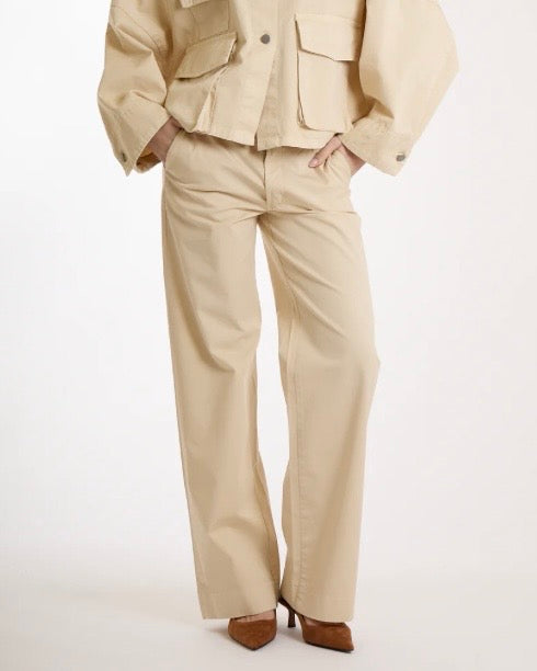 Pantalone gamba larga in cotone militare