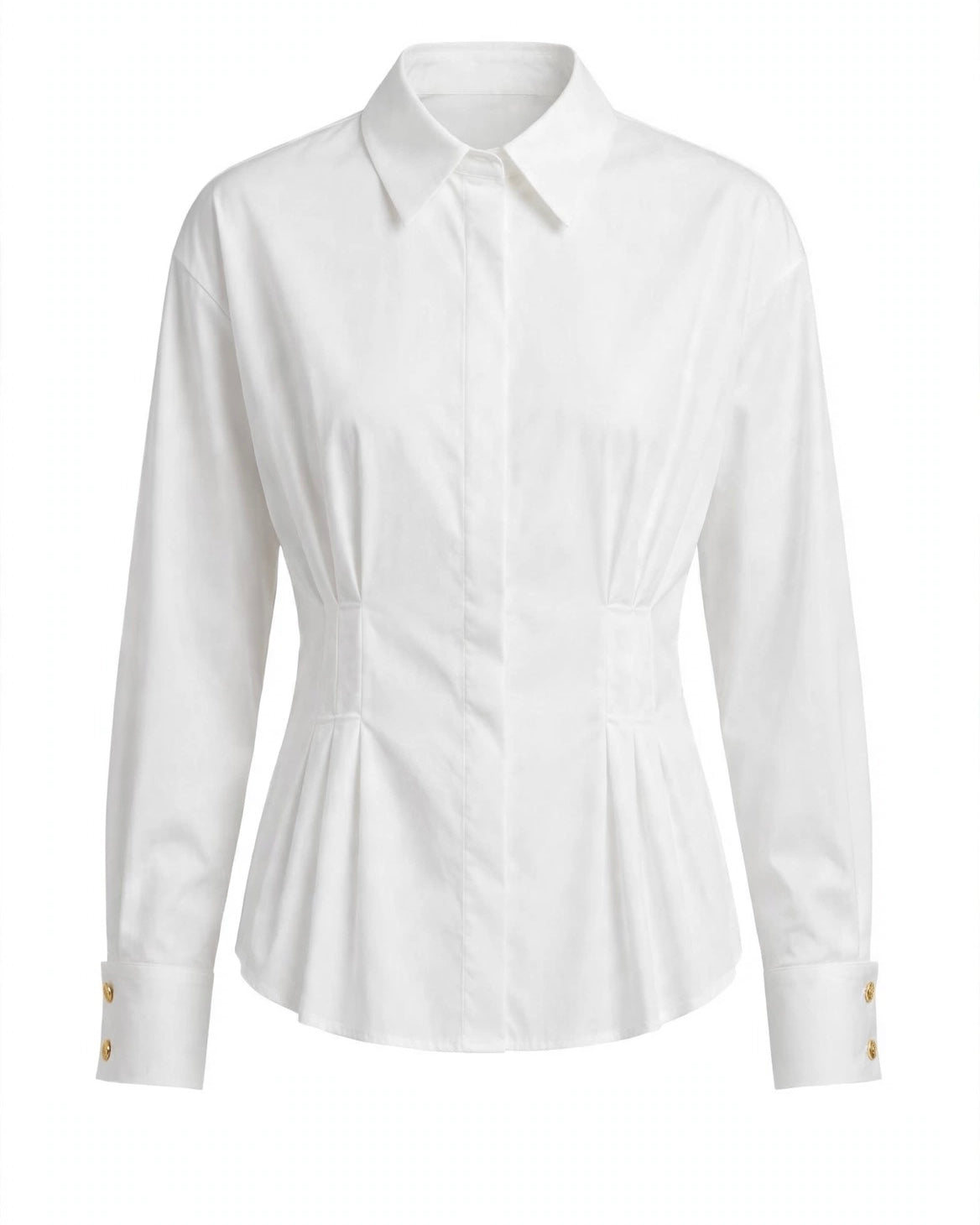 White long-sleeved shirt with draping