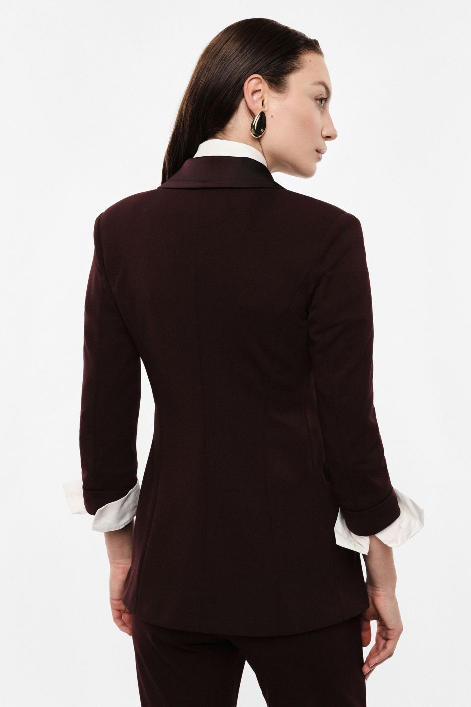 Tailleur plum noir giacca e pantalone a zampa