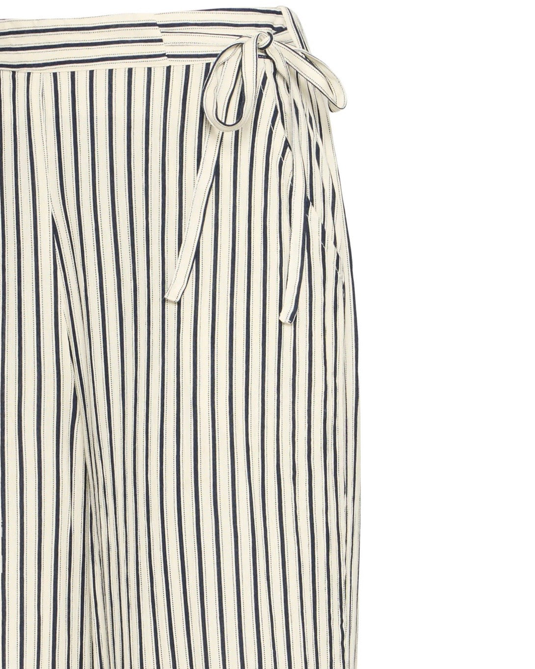 Completo a righe panna e blu maglia e pantalone con laccetto laterale