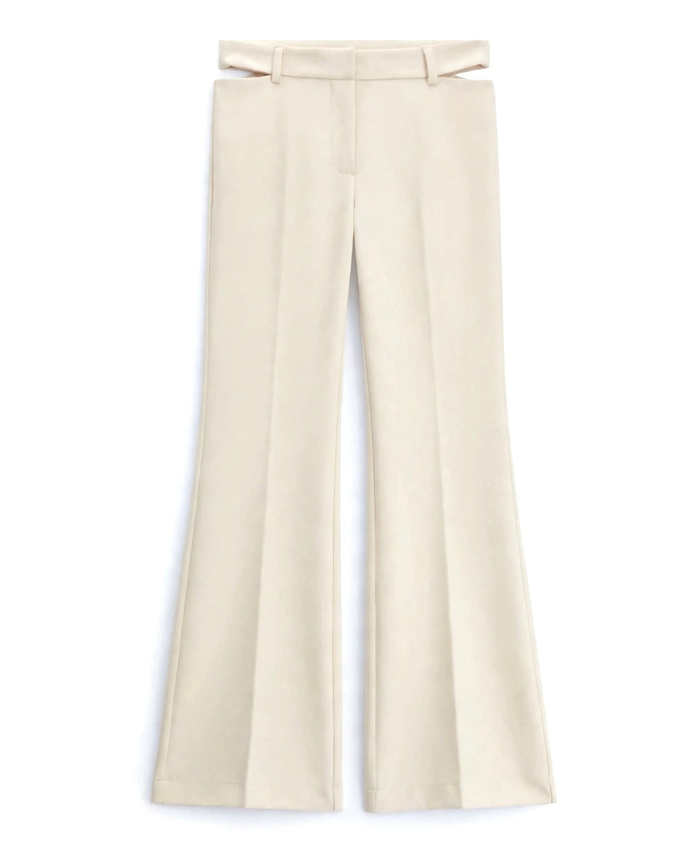 Completo marmo top decolté con bottoni e pantalone a zampa con aperture laterali in vita