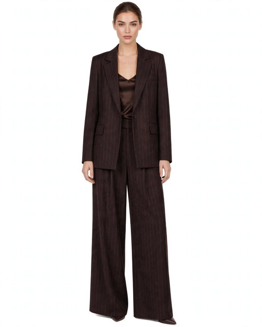 Chocolate pinstripe suit, trousers and jacket